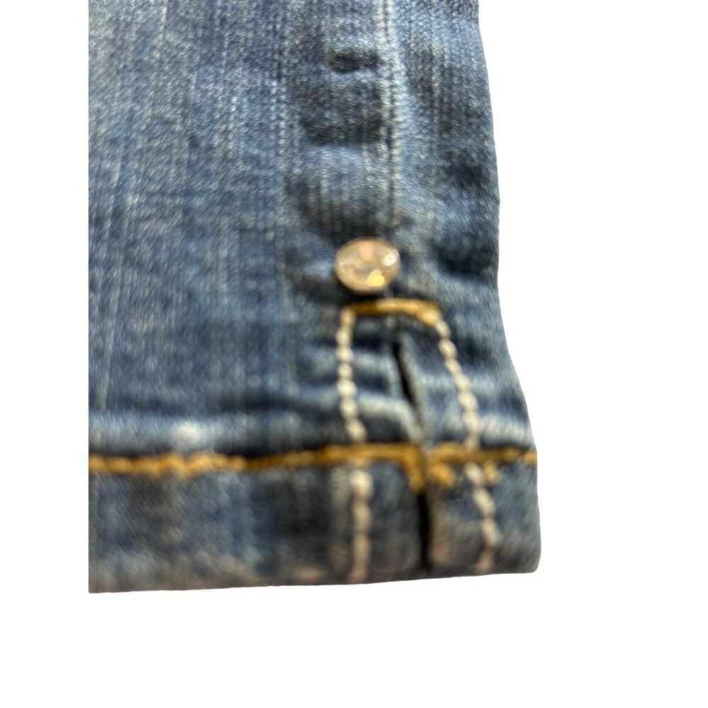 L.A. idol USA Womens Jrs Jean Rhinestone Studded Stretch Bermuda  Shorts Size 9 - Picture 2 of 11